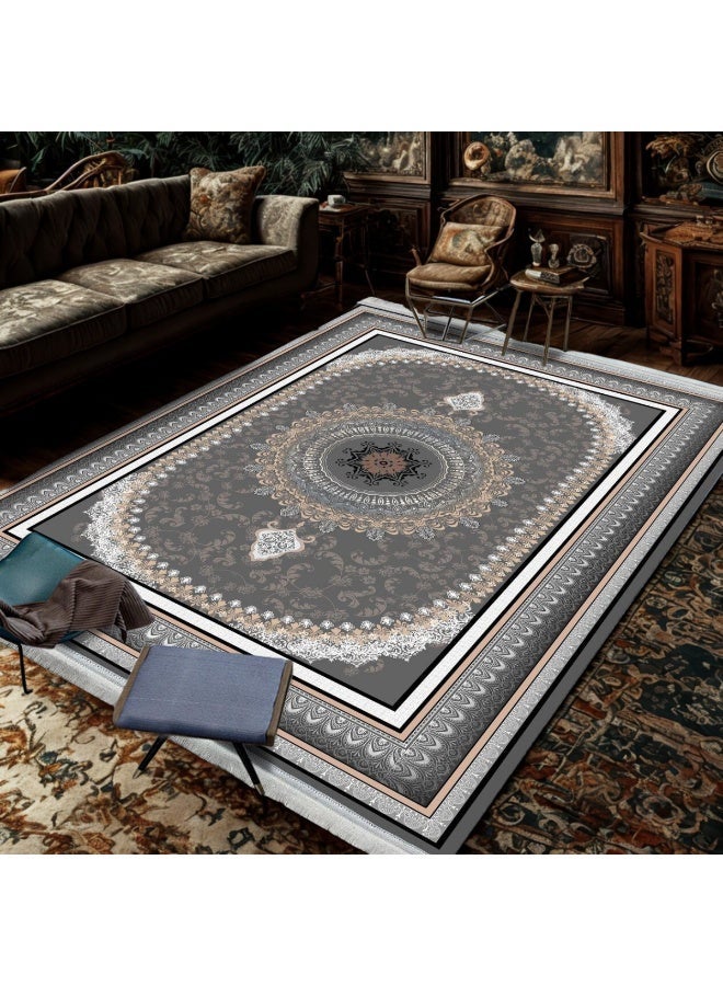 SMART HOME Large padded floor mat with a soft velvet surface and non-slip backing - Living room rug - Majlis rug - Lounge rug - Luxurious decorative rug - Elegant rug with modern patterns for living rooms and majlis - Size 350x250 cm - Suitable for everyday use and entertaining - Image 4